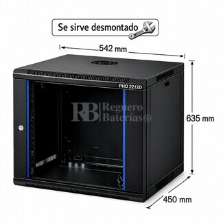 Armario Rack 12U 542x450 mm desmontado | Mural Phasak ECO PHO 2212-D